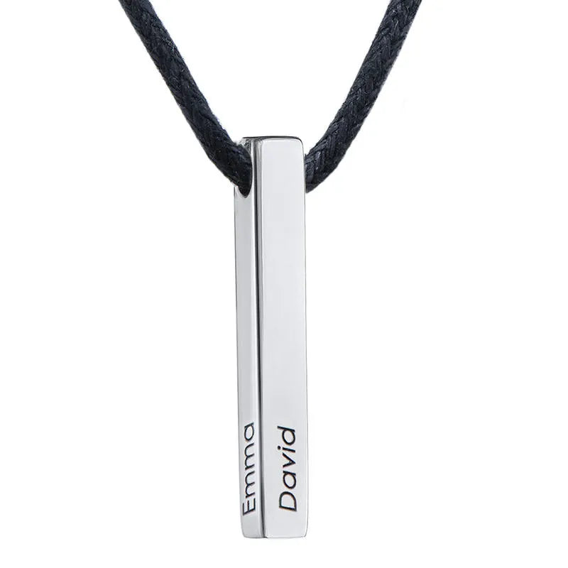 Men cord Bar Necklace – Name Strings