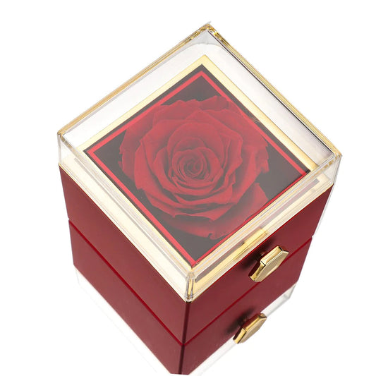 Real Preserved Rose Box + Engraved Necklace