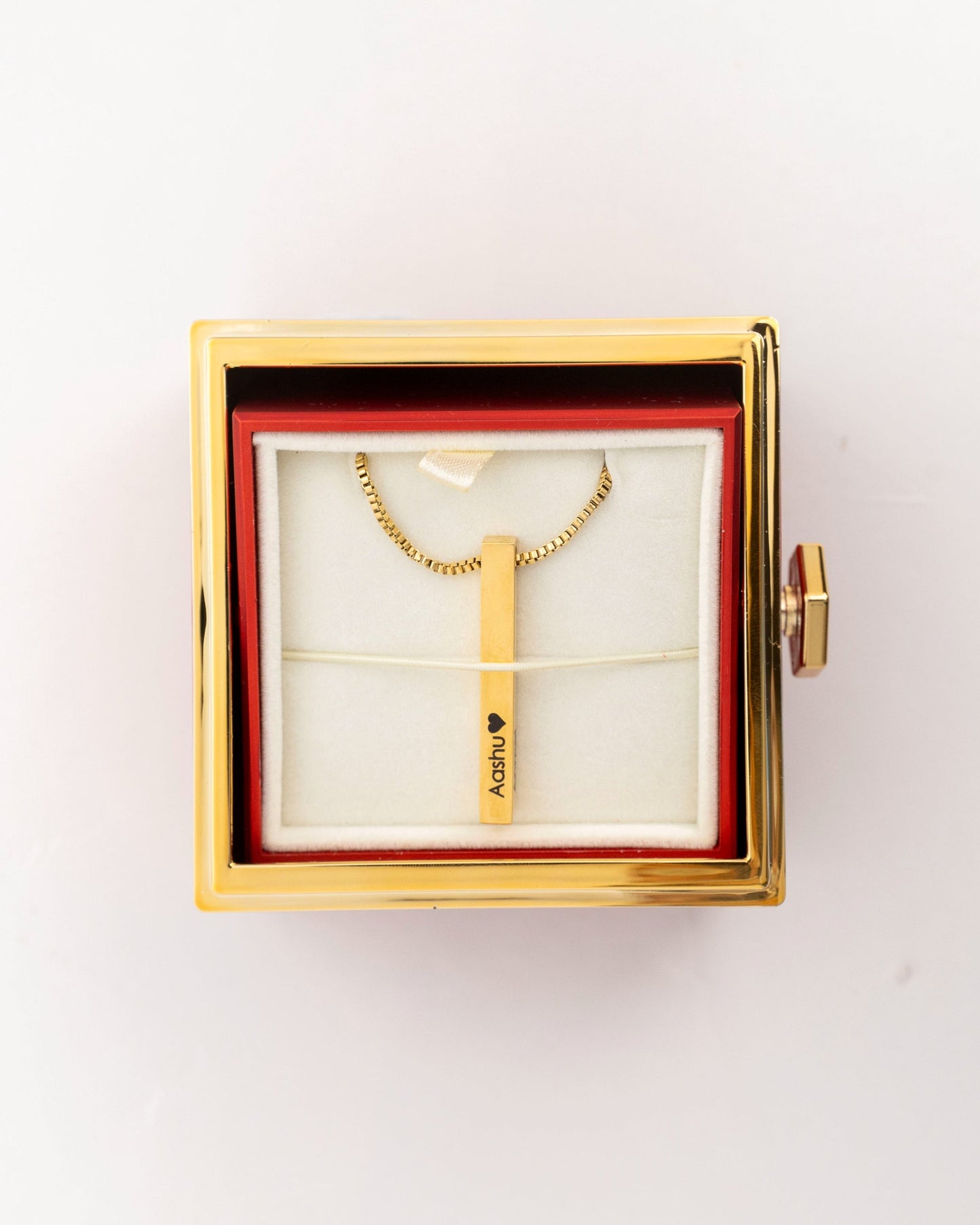 Bar Necklace + Real Preserved Rose Box - Name Strings