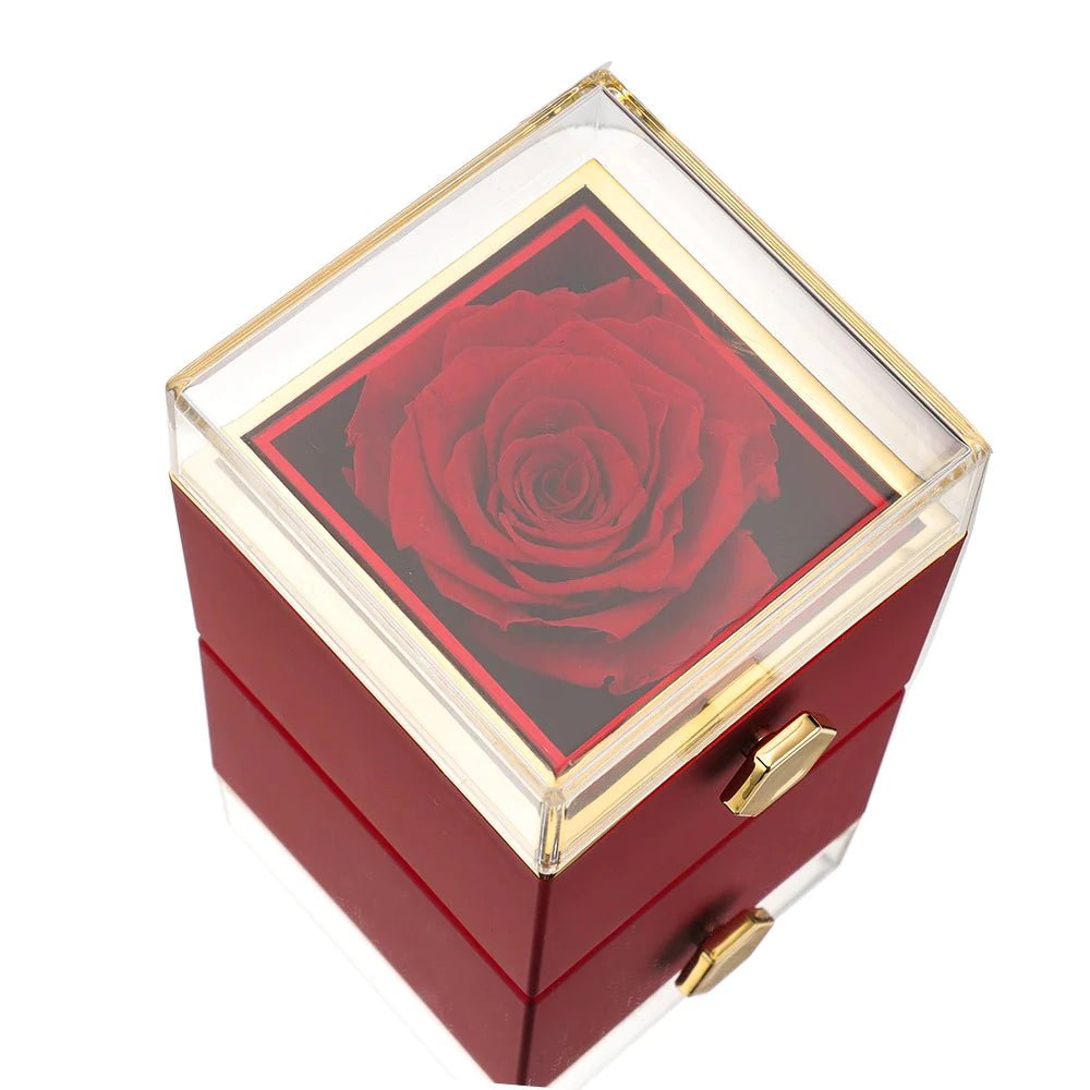 Bar Necklace + Real Preserved Rose Box - Name Strings
