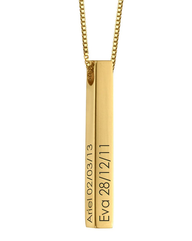 Bar Necklace + Real Preserved Rose Box - Name Strings
