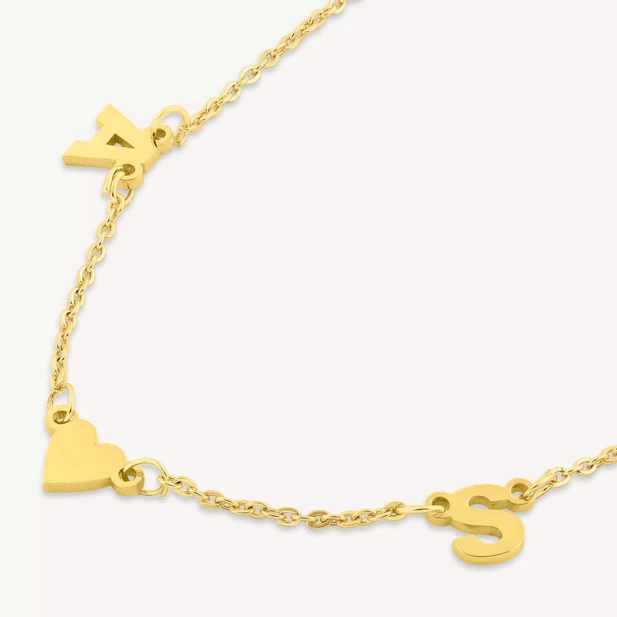 Couple Initial Name Necklace with Heart - Name Strings