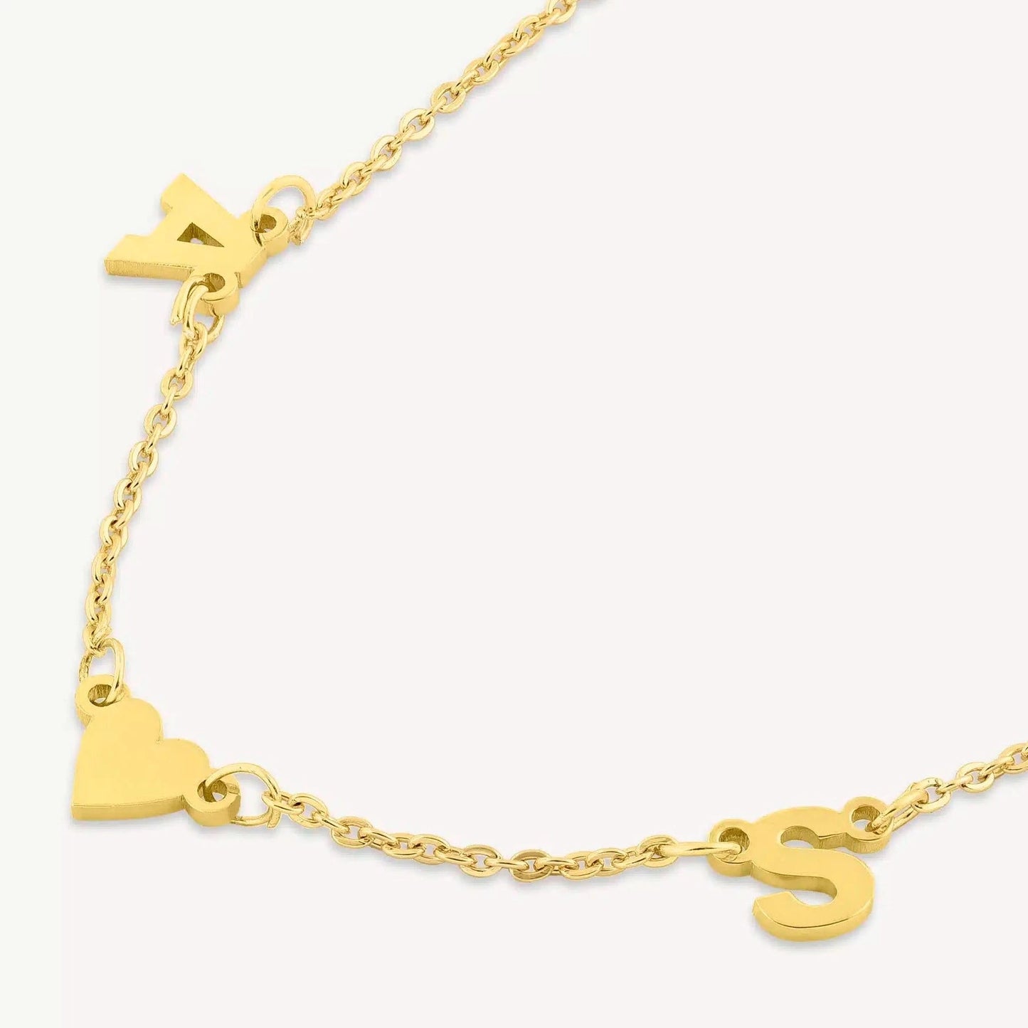 Couple Initial Name Necklace with Heart - Name Strings