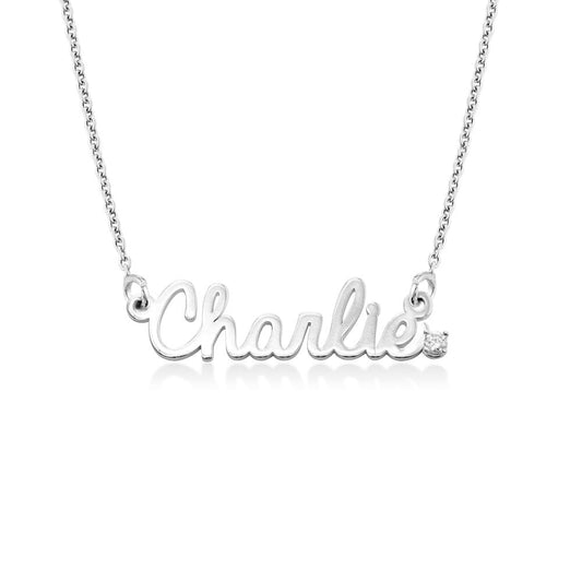 Diamond Cursive Name Necklace - Name Strings