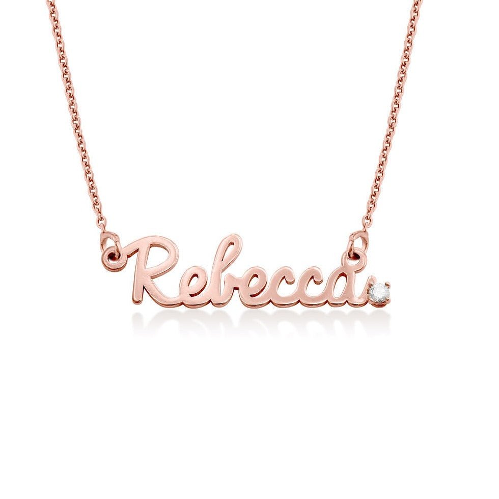 Diamond Cursive Name Necklace - Name Strings