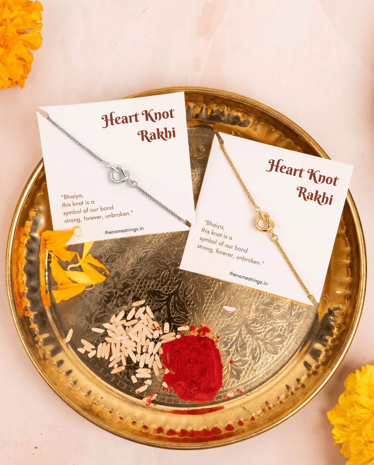 Heart Knot Rakhi | Adjustable & Unisex - Name Strings
