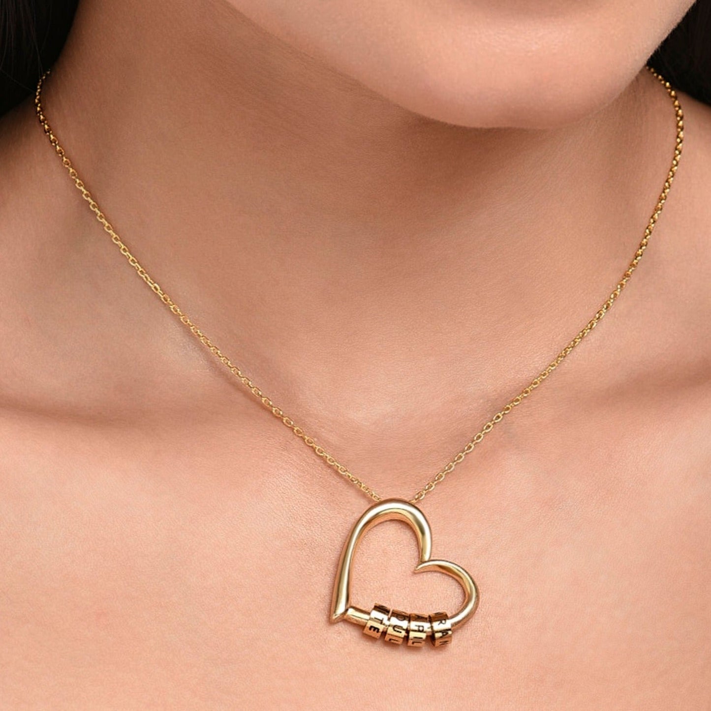 Heart love bead necklace - Name Strings