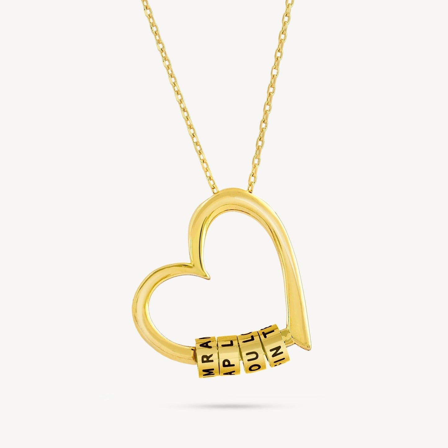 Heart love bead necklace - Name Strings