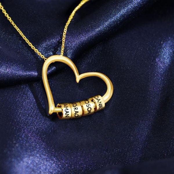 Heart love bead necklace - Name Strings