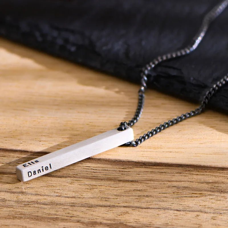 Men Matte Bar Necklace - Name Strings