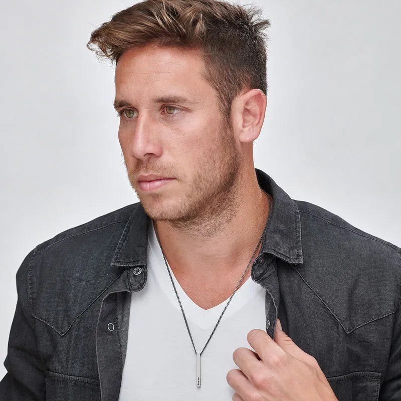 Men Matte Bar Necklace - Name Strings