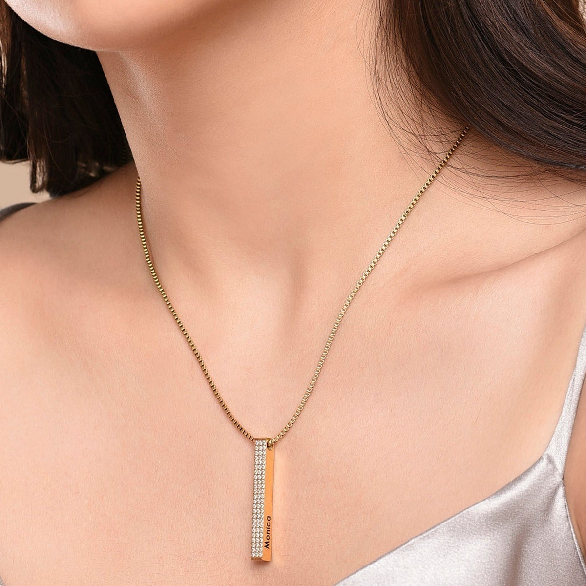 Zirconia Bar necklace - Name Strings